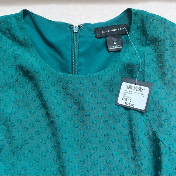 Club Monaco Swiss Dot Emerald Green Midi Dress - Picture 6 of 12